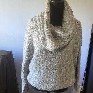 Elegant Heather Gray Cowl Neck Sweater